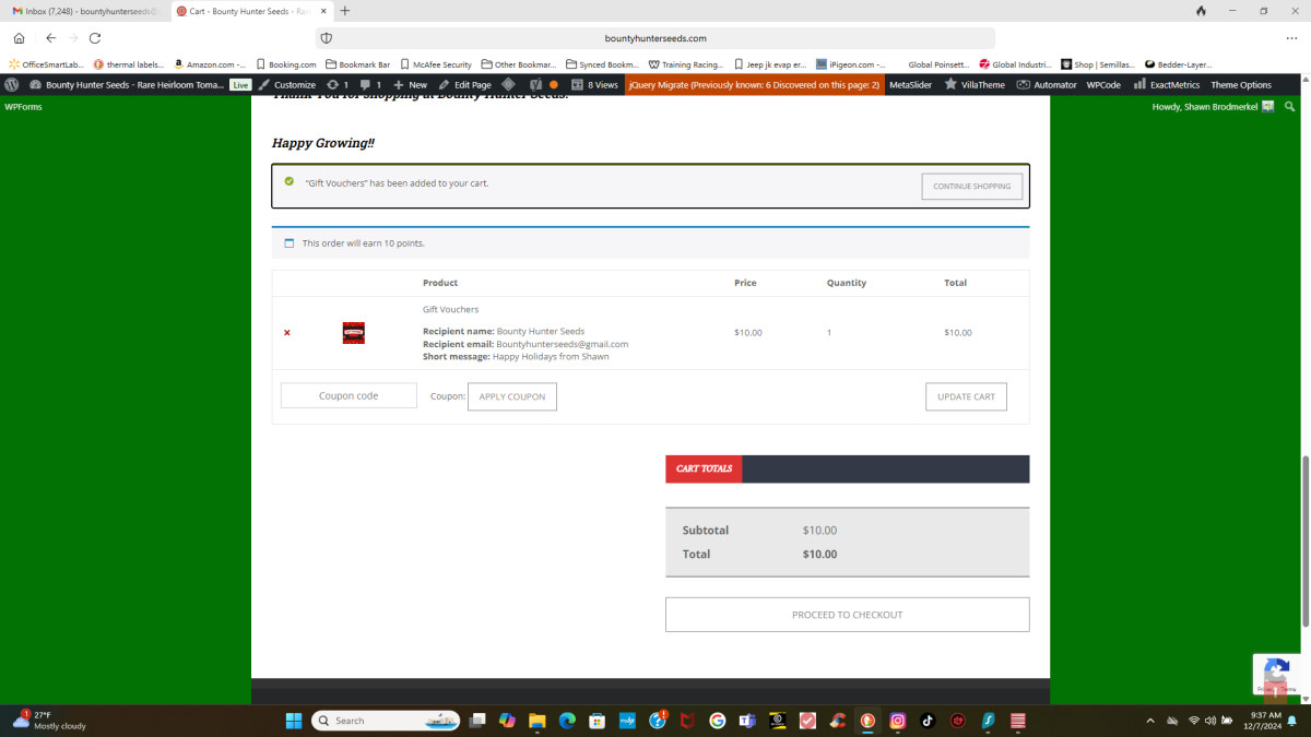 Gift Voucher in Cart