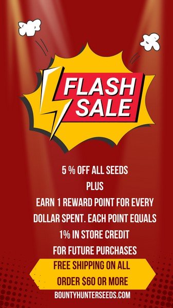 5% off seeds and free shipping on order $60 or more